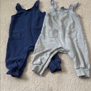 Baby Overalls Set - Navy and Gray